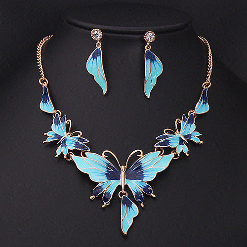 Butterfly Necklace And Earring Set
