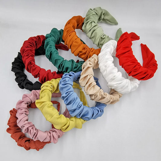 Candy color wide pleated fabric headband